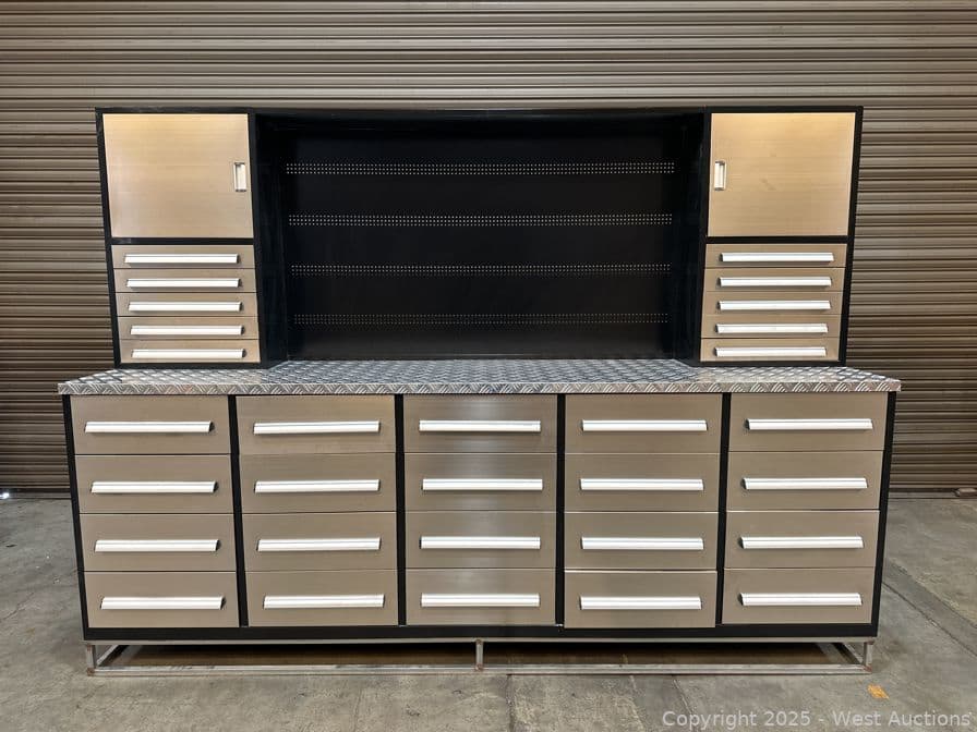 2025-10-39-heavy-duty-work-bench-with-30-drawers-and-2-cabinets-unused-593681