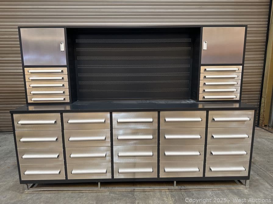 2025-10-39-heavy-duty-work-bench-with-30-drawers-and-2-cabinets-unused-593682